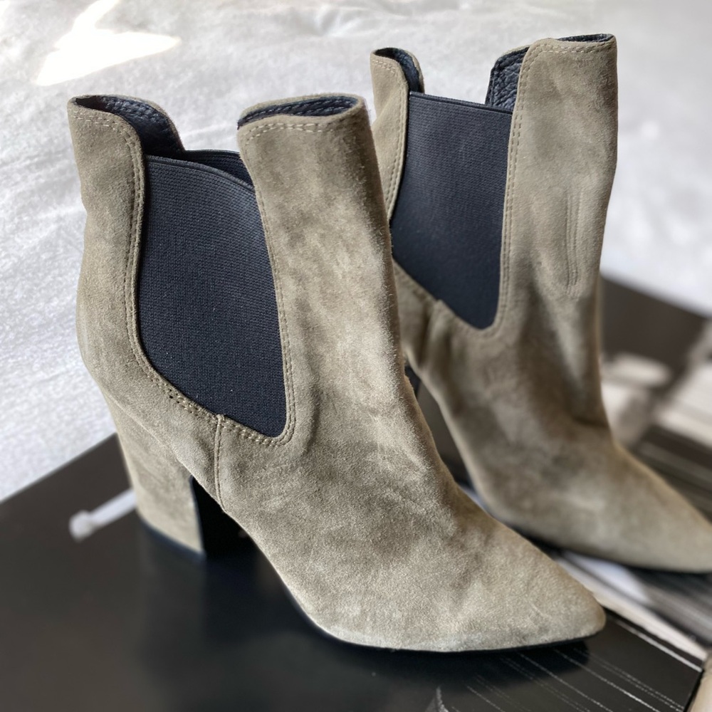 Chinese Laundry Kristin Cavallari womens Starlight Ankle Bootie Olive Suede sz 6 - Picture 3 of 14